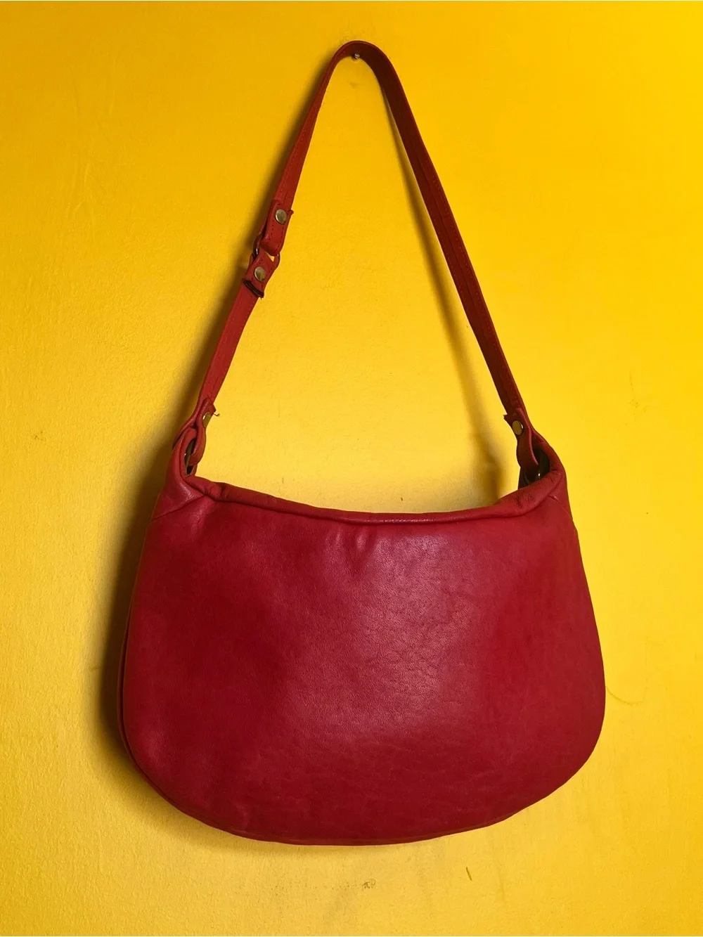 Vintage MARGOLM Red Leather Hobo Shoulder Bag